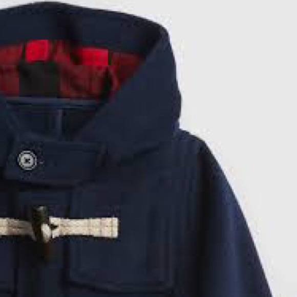 NEW GAP Wool Toggle Coat with Buffalo Plaid Lined Hood - Picture 5 of 9